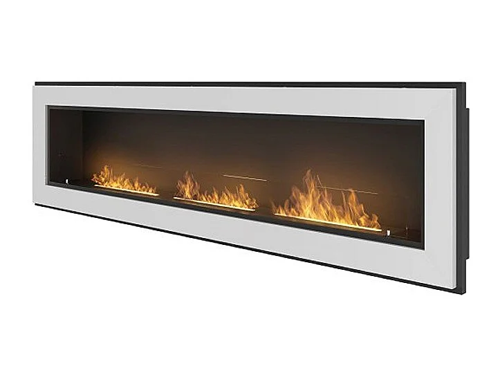 FRAME 180 - Cheminée murale encastrée au bioéthanol, coloris variés - Blanc - avec vitre