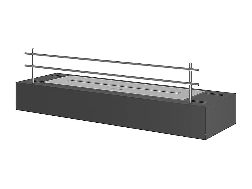 FIREBOX 600 - Biocheminée sur pied noir mat, insert bioéthanol sur pied - sans vitre - Brûleur linéaire 45cm / capacité 1L