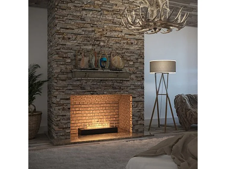 FIREBOX 600 - Biocheminée sur pied noir mat, insert bioéthanol sur pied - sans vitre - Brûleur linéaire 45cm / capacité 1L