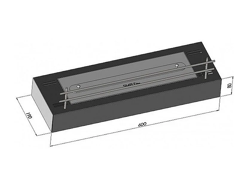 FIREBOX 600 - Biocheminée sur pied noir mat, insert bioéthanol sur pied - sans vitre - Brûleur linéaire 45cm / capacité 1L