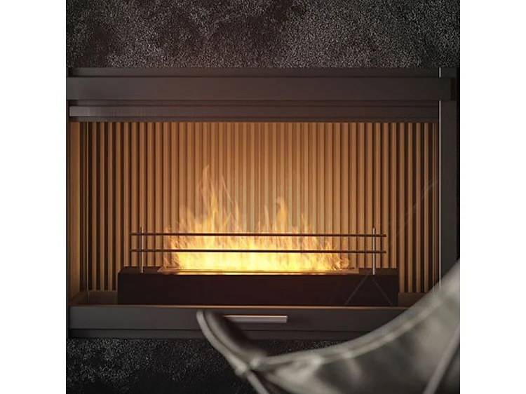 FIREBOX 600 - Biocheminée sur pied noir mat, insert bioéthanol sur pied - sans vitre - Brûleur linéaire 45cm / capacité 1L