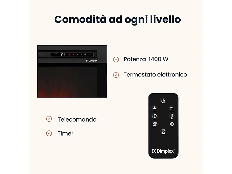 Cheminée électrique à DEL autonome AVALONE, noire