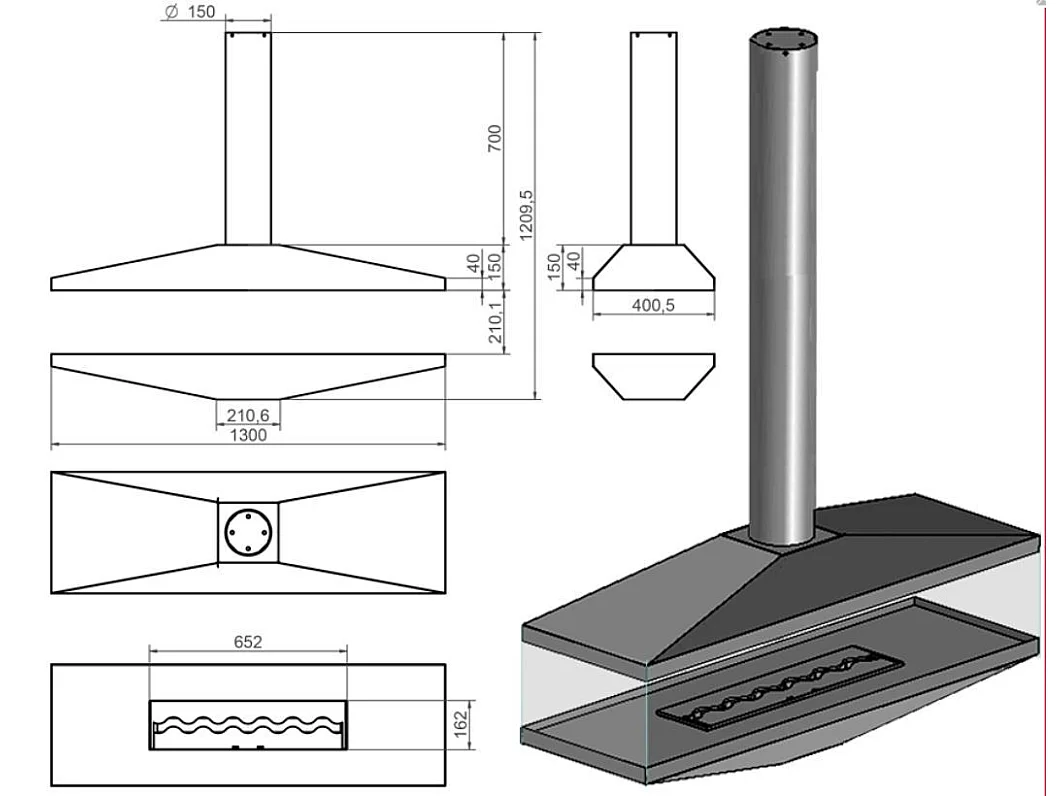 EGON TUBE - Cheminée biologique murale rotative en noir mat