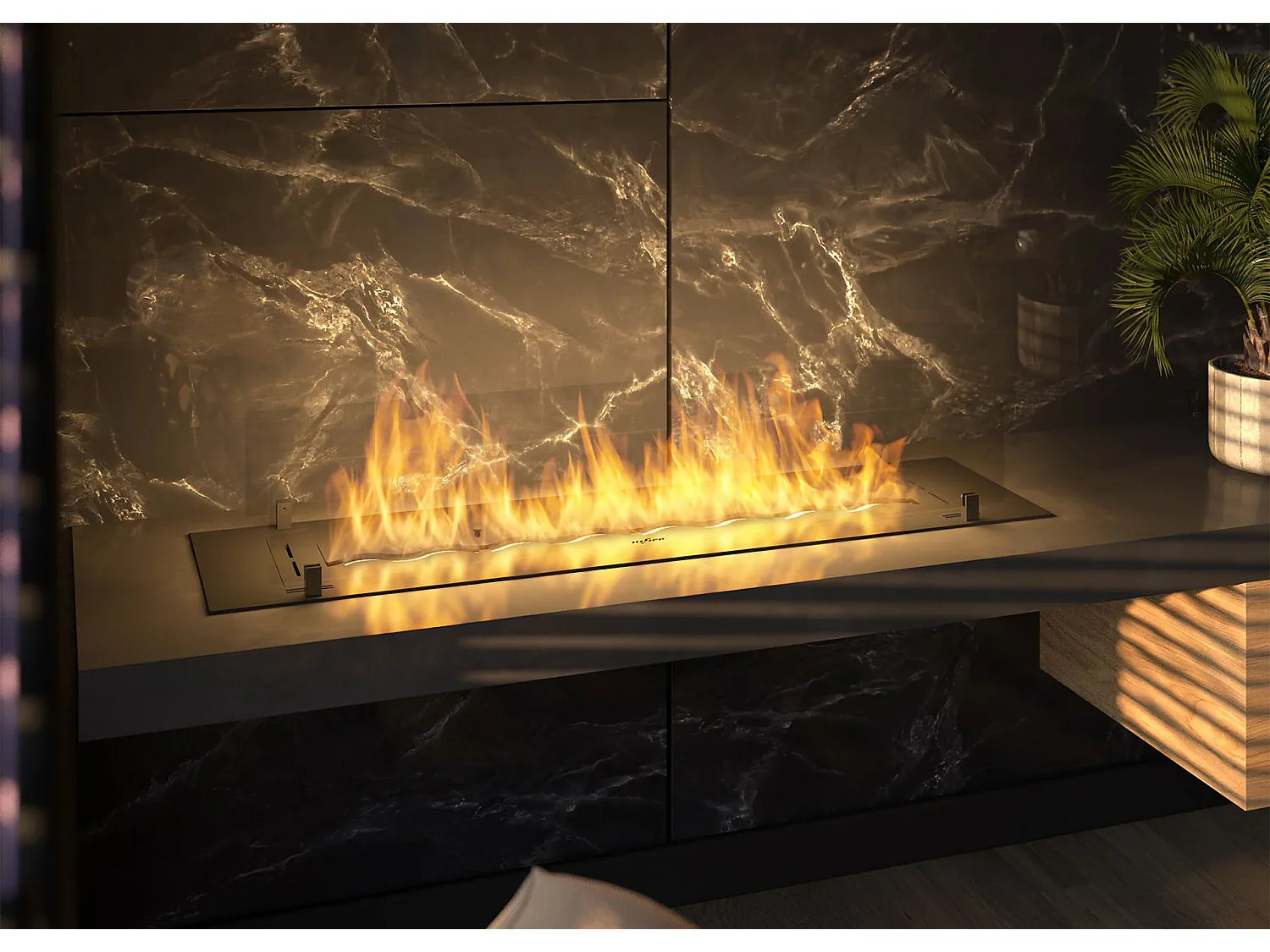 INSERT SLIM - Biocheminée au bioéthanol encastrable noire avec verre - 1200