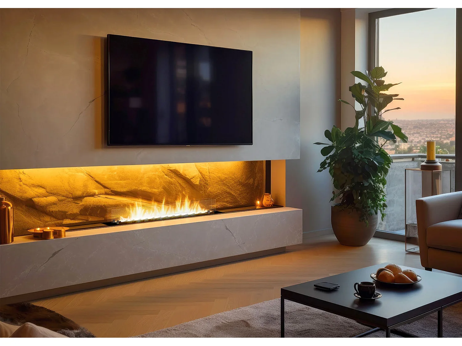 INSERT SLIM - Biocheminée au bioéthanol encastrable noire avec verre - 1200