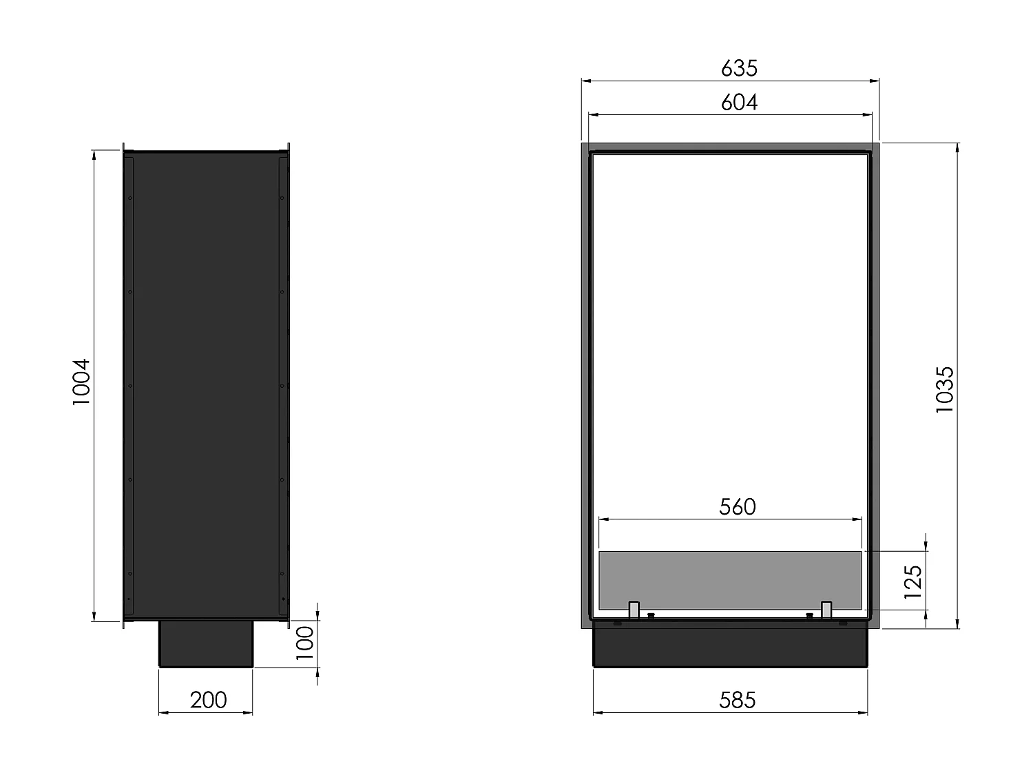 2SIDE SLIM - Biocheminée double face Cheminée verticale au bioéthanol encastrable 1000 mm