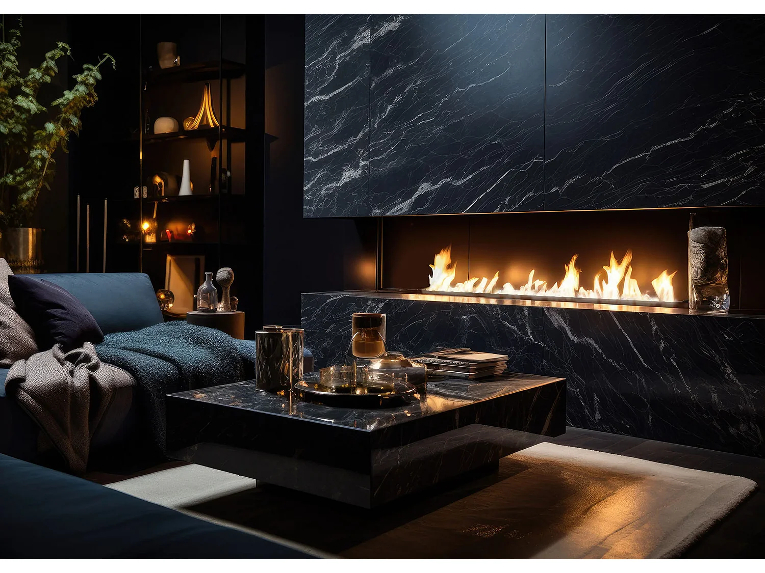 SLIM BLACK BURNER - Brûleur bioéthanol noir encastrable - 1500