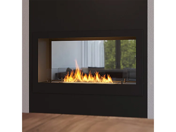 2SIDE - Biocheminée double face Cheminée bioéthanol encastrable 90 cm - Brûleur linéaire 50 cm / Capacité 1 L - 20 kg