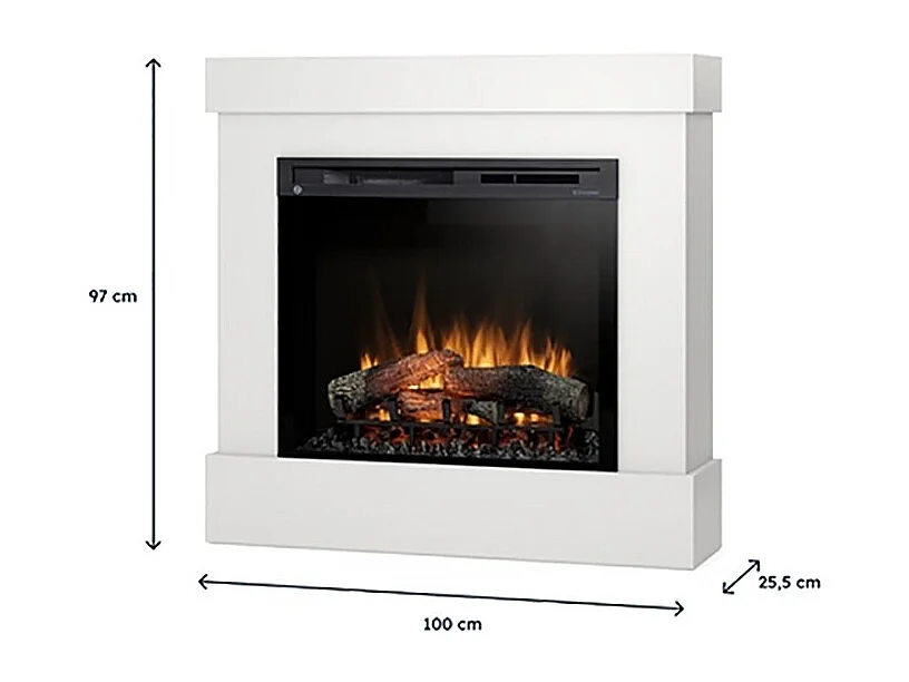 DIRO - Cheminée électrique LED autoportante - Blanc mat  28'