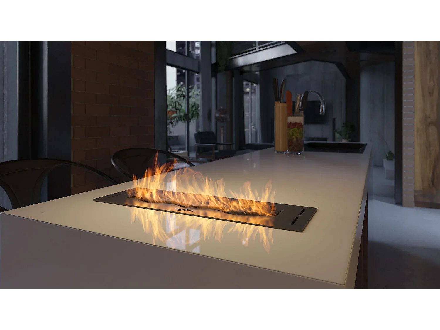 SLIM BLACK BURNER - Brûleur bioéthanol noir encastrable - 500