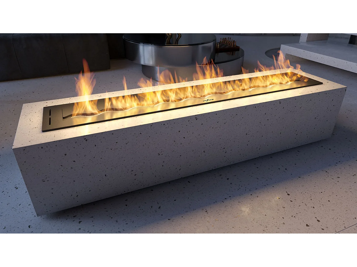SLIM BLACK BURNER - Eingebauter schwarzer Bioethanolbrenner - 1200