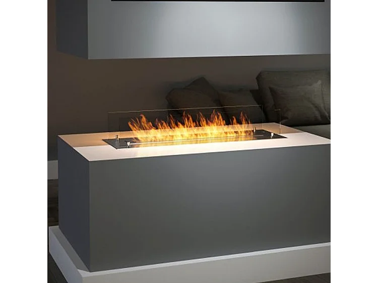 INSERT - Brûleur/insert bioéthanol encastrable avec 2 verres 100 cm - Brûleur linéaire 80cm / Capacité 2L - 16