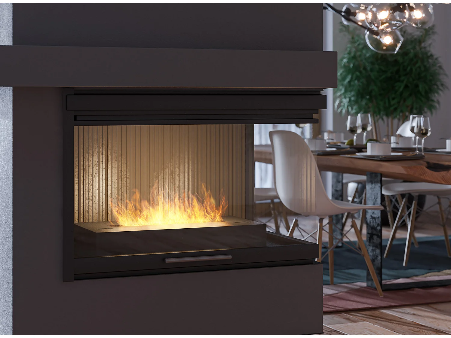 SIMPLE BOX – Freistehender Bio-Kamin, mattschwarz, 60 cm, Gewicht 12 kg, Feuerraumlänge 42 cm