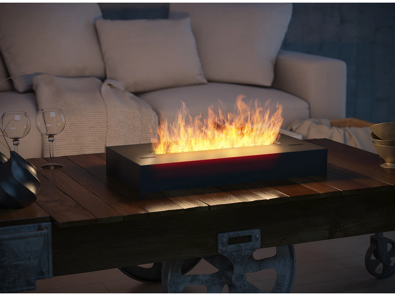 SIMPLE BOX – Freistehender Bio-Kamin, mattschwarz, 60 cm, Gewicht 12 kg, Feuerraumlänge 42 cm