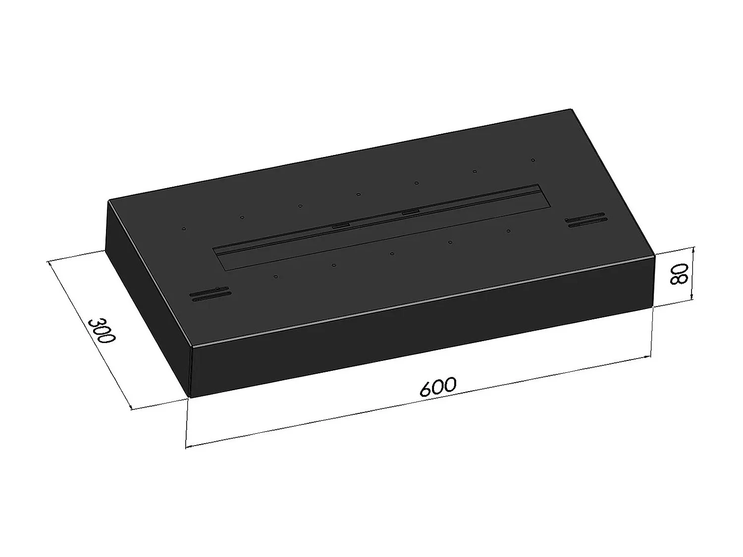 SIMPLE BOX – Freistehender Bio-Kamin, mattschwarz, 60 cm, Gewicht 12 kg, Feuerraumlänge 42 cm