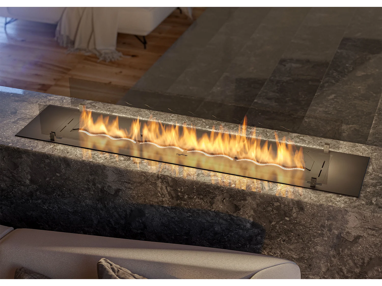 INSERT SLIM - Biocheminée au bioéthanol encastrable noire avec verre - 1500