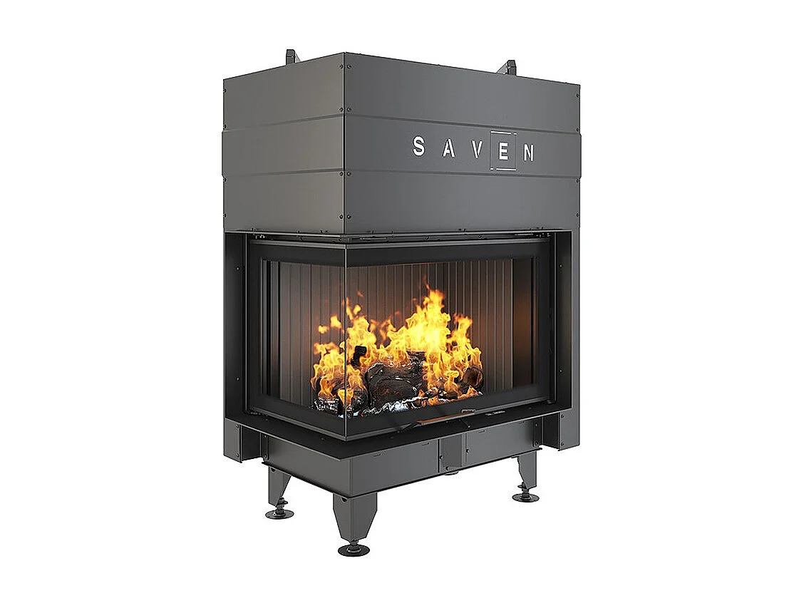 Cheminée d'angle Noir Insert Ouverture gauche Energy Up 75х50х47 (15,1 kW) ECO
