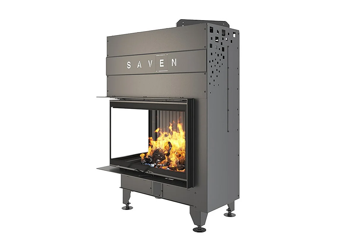 Cheminée d'angle Noir Insert Ouverture gauche Energy Up 75х50х47 (15,1 kW) ECO