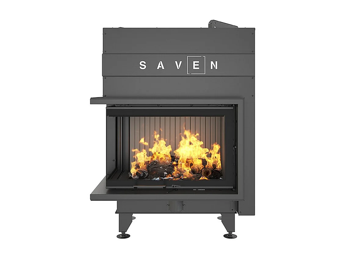 Cheminée d'angle Noir Insert Ouverture gauche Energy Up 75х50х47 (15,1 kW) ECO