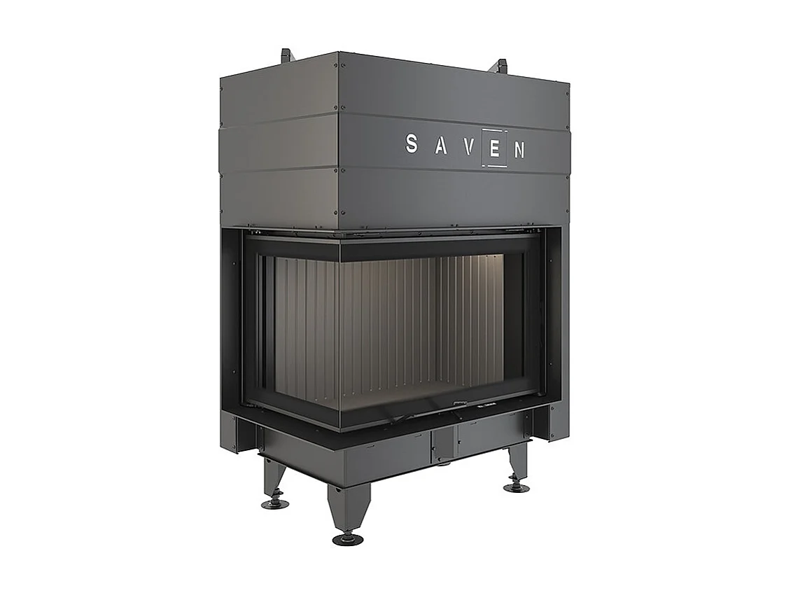 Cheminée d'angle Noir Insert Ouverture gauche Energy Up 75х50х47 (15,1 kW) ECO