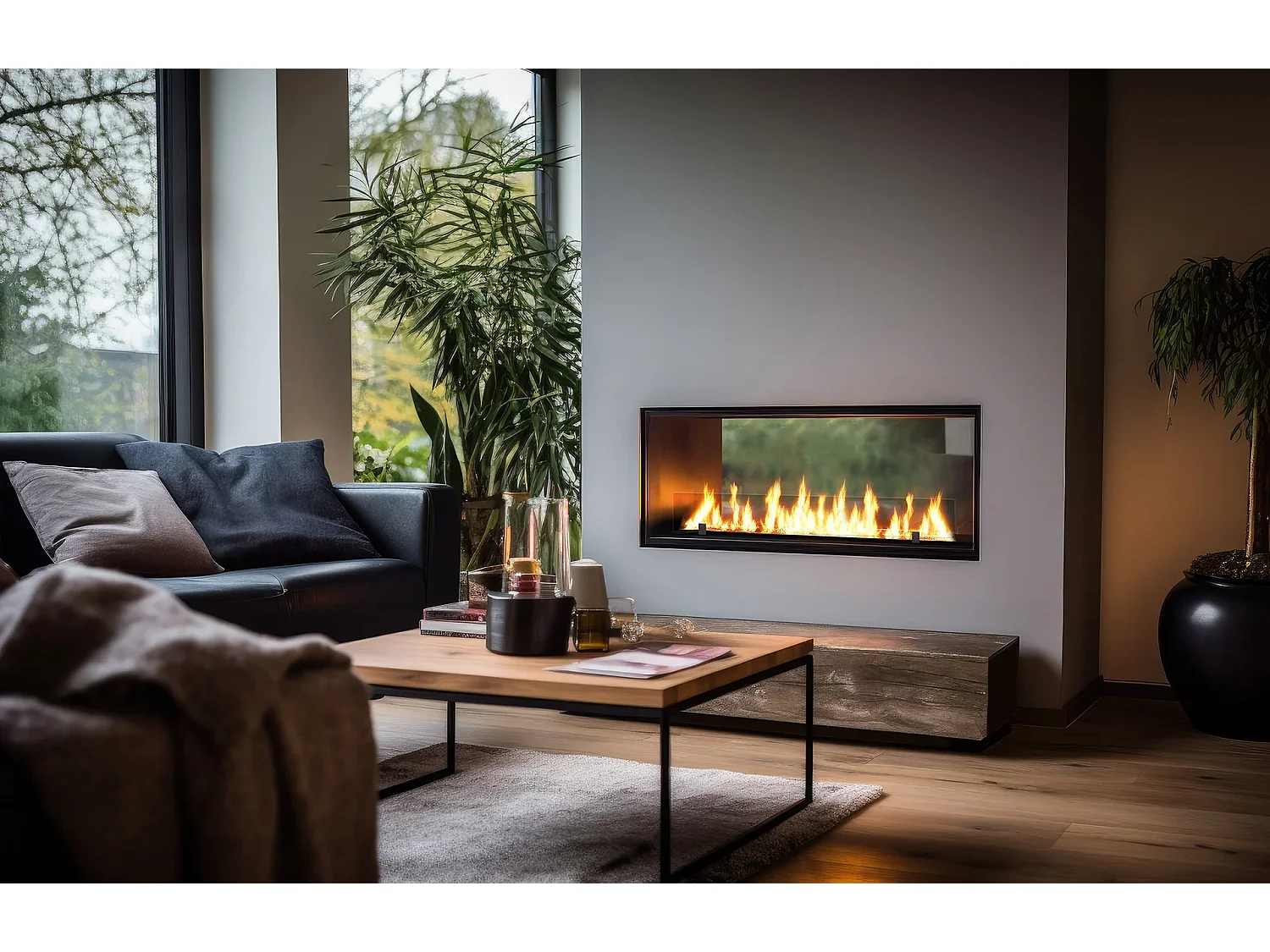 2SIDE SLIM - Biocheminée double face Cheminée bioéthanol encastrable 120 cm