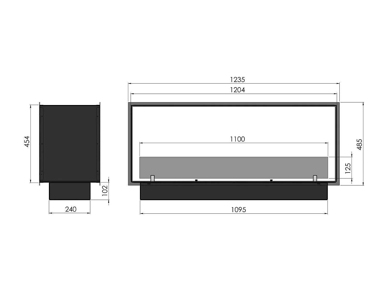 2SIDE SLIM - Biocheminée double face Cheminée bioéthanol encastrable 120 cm