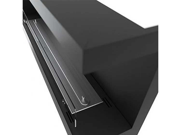 CORN 120 - Cheminée bio d'angle avec vitre de protection Cheminée bioéthanol encastrée noir mat Ouverture Droite