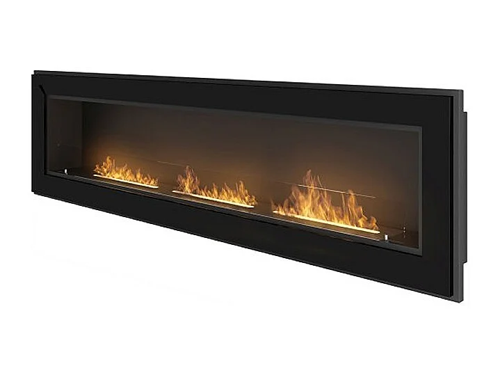 FRAME 180 - Cheminée murale encastrée au bioéthanol, différentes couleurs - Noir - avec vitre