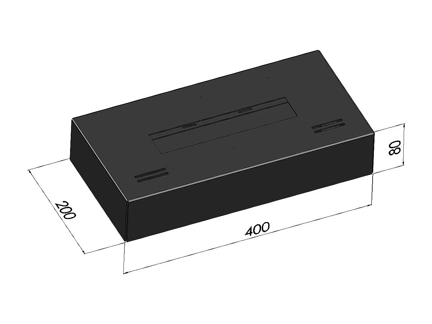SIMPLE BOX - Biocheminée autoportante noir mat 40 cm - Poids 10 kg - Ligne de feu 22 cm