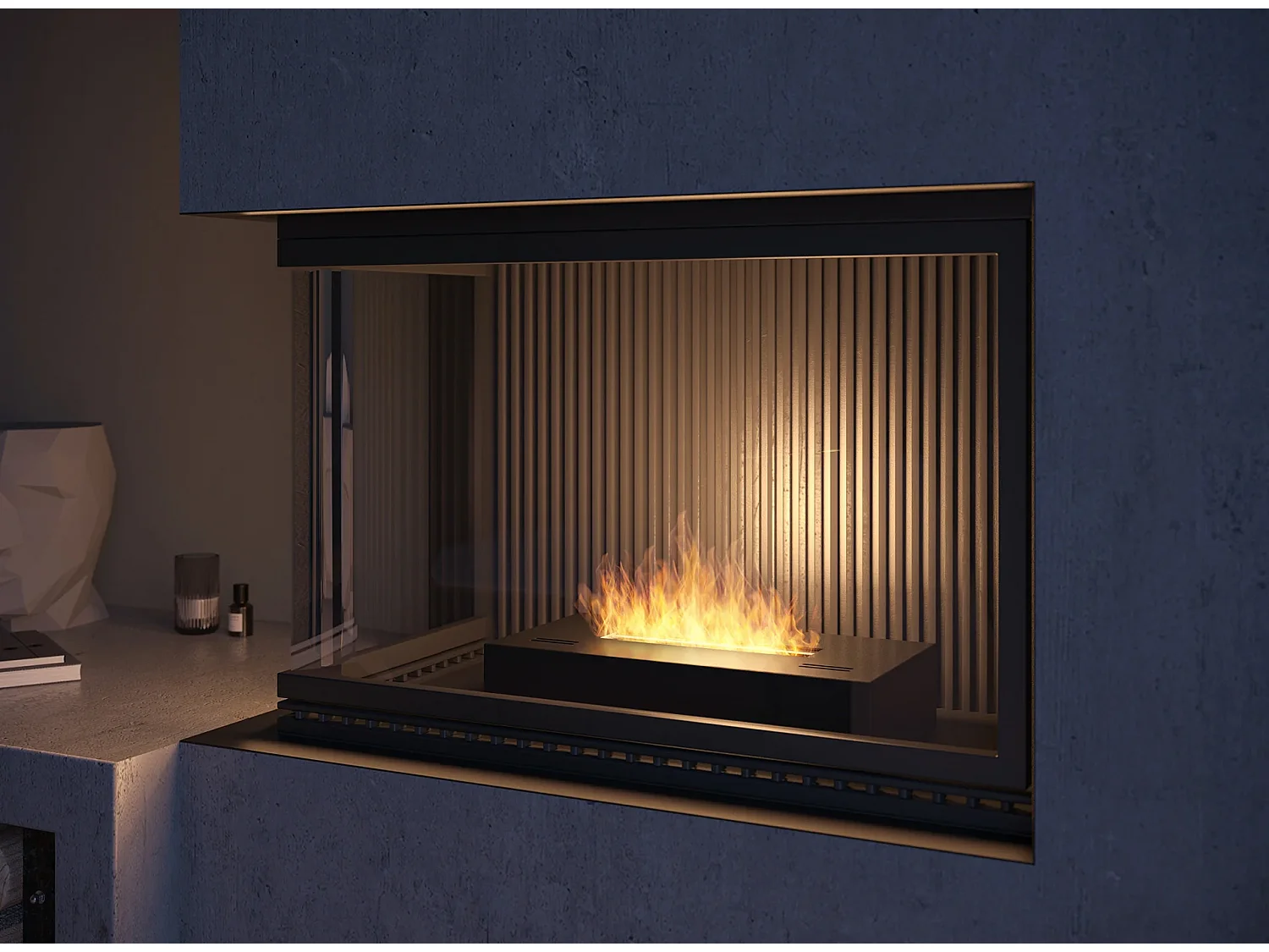 SIMPLE BOX - Biocheminée autoportante noir mat 40 cm - Poids 10 kg - Ligne de feu 22 cm