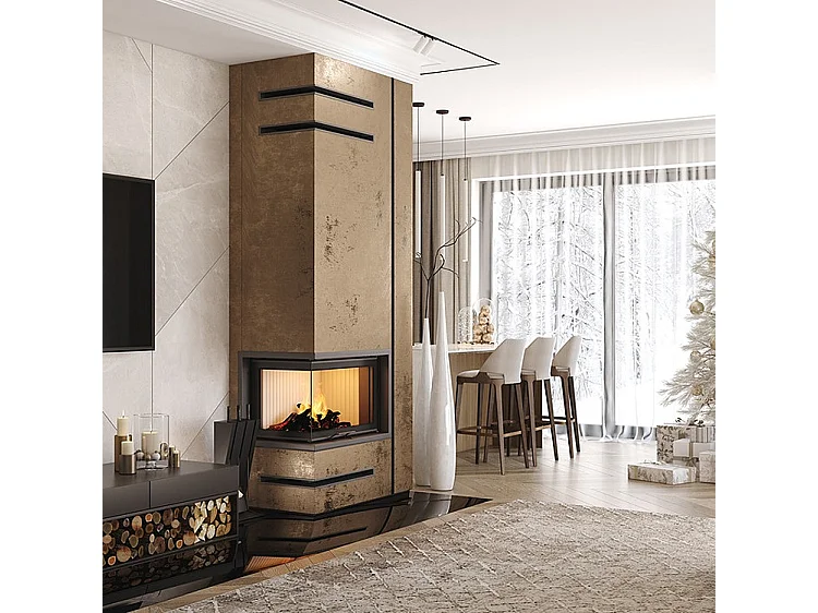 Cheminée d'angle Insert ouverture gauche Energy Up 75х50х47 (15,1 kW) ECO