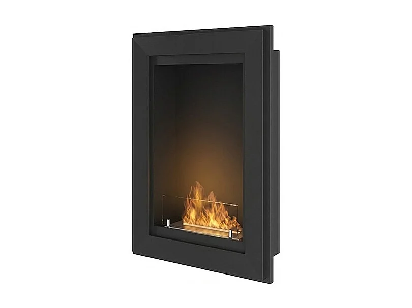 FRAME 550 - Lareira de encastrar em bioetanol, de parede, várias cores - Preto mate - com vidro