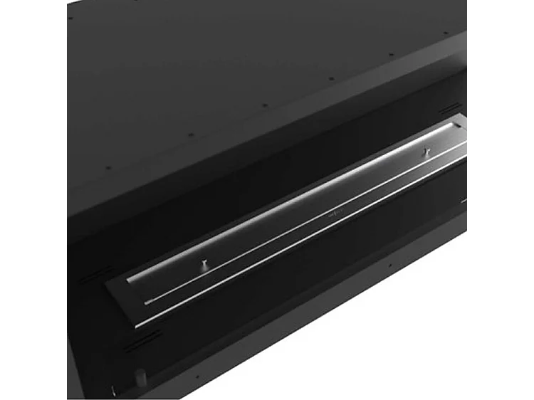 INSIDE 1100.2 - Cheminée bio d'angle encastrée avec vitre de protection, noir mat. Ouverture Droite - Brûleur Linéaire 80cm / Capacité 2L - 22