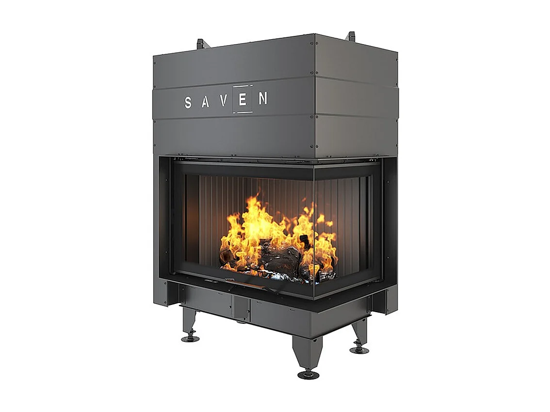 Cheminée d'angle Noir Insert Ouverture à droite Energy Up 75х50х47 (15,1 kW) ECO