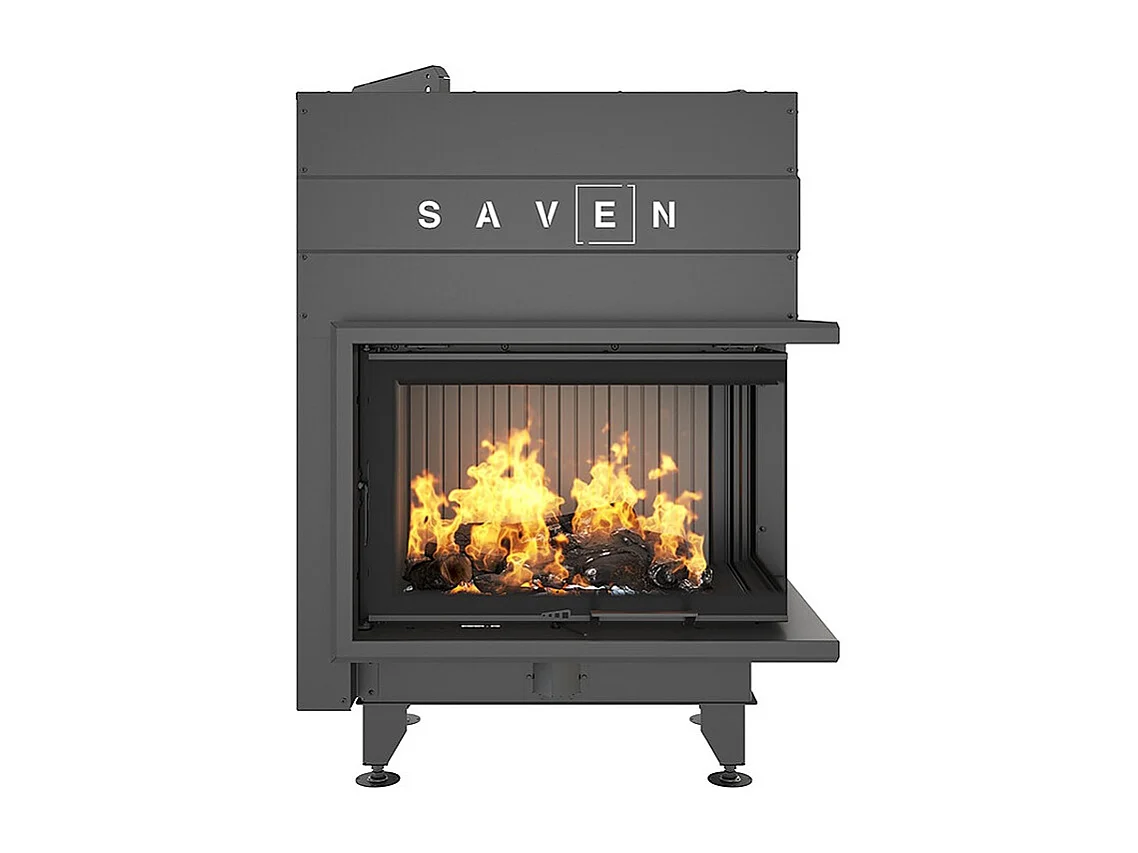 Cheminée d'angle Noir Insert Ouverture à droite Energy Up 75х50х47 (15,1 kW) ECO