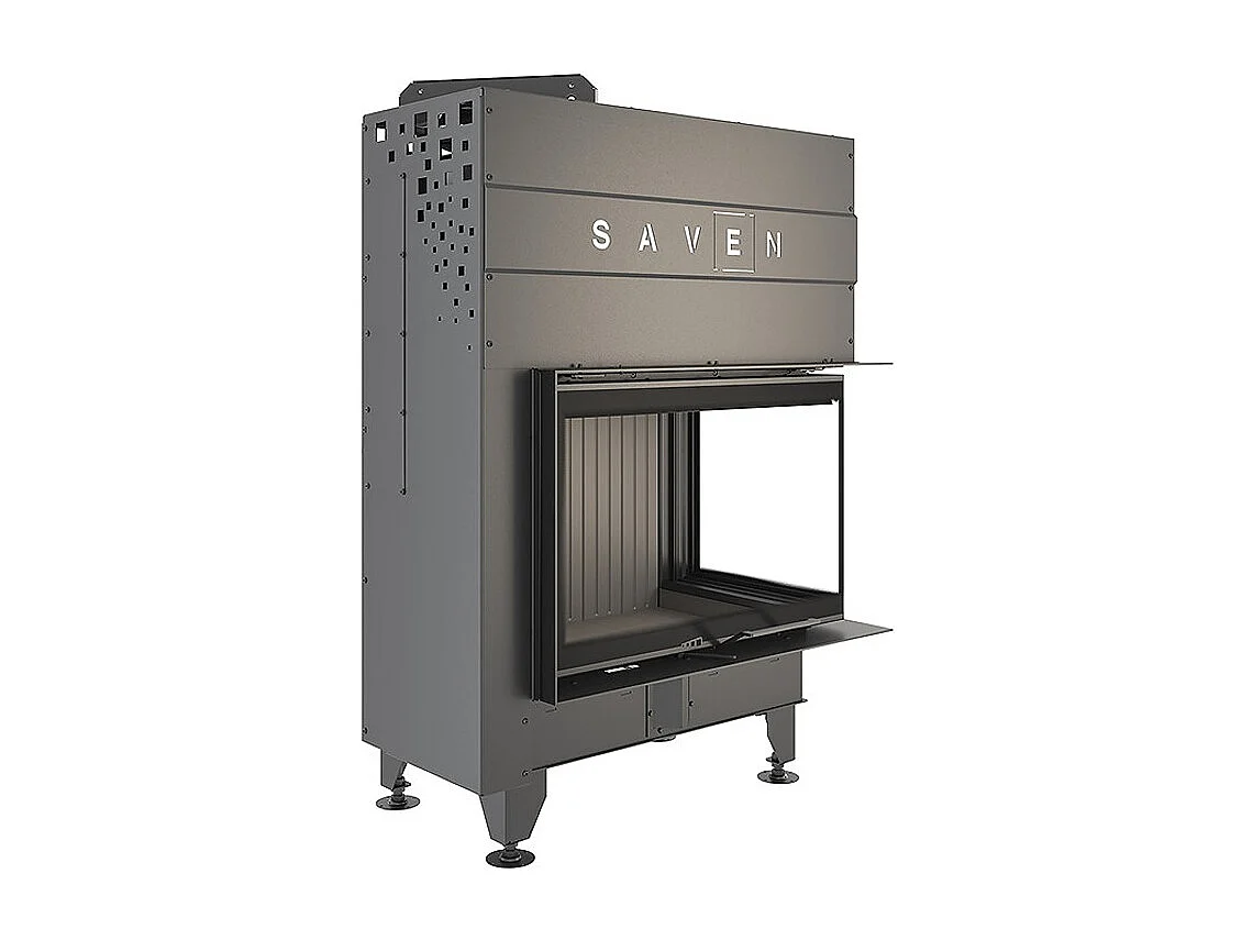 Cheminée d'angle Noir Insert Ouverture à droite Energy Up 75х50х47 (15,1 kW) ECO