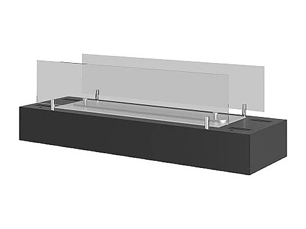 FIREBOX 600 - Insert bioéthanol autoportant noir mat - avec vitre - Brûleur Linéaire 45cm / Capacité 1L - 60 - 5