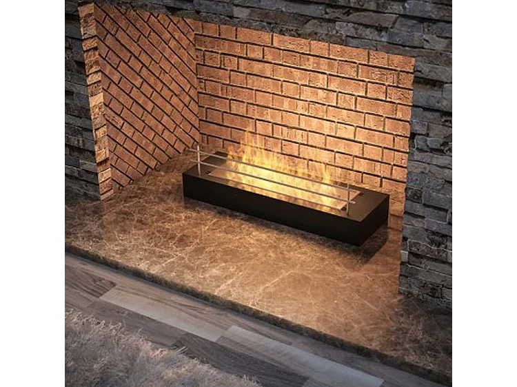 FIREBOX 600 - Insert bioéthanol autoportant noir mat - avec vitre - Brûleur Linéaire 45cm / Capacité 1L - 60 - 5