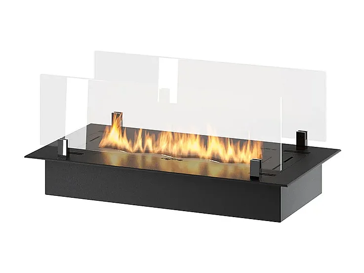 INSERT SLIM - Biocheminée au bioéthanol encastrable noire avec verre - 600