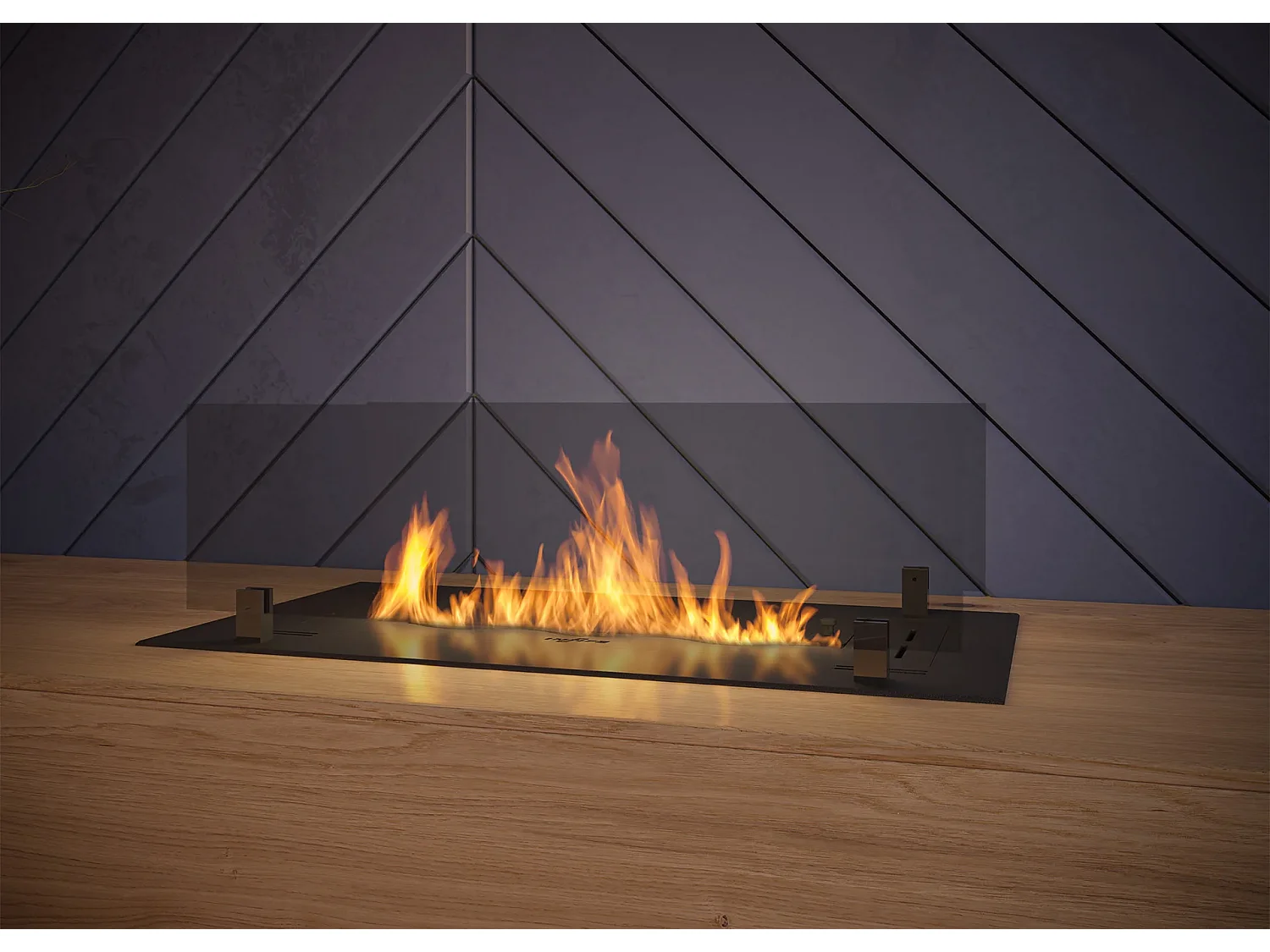 INSERT SLIM - Biocheminée au bioéthanol encastrable noire avec verre - 600