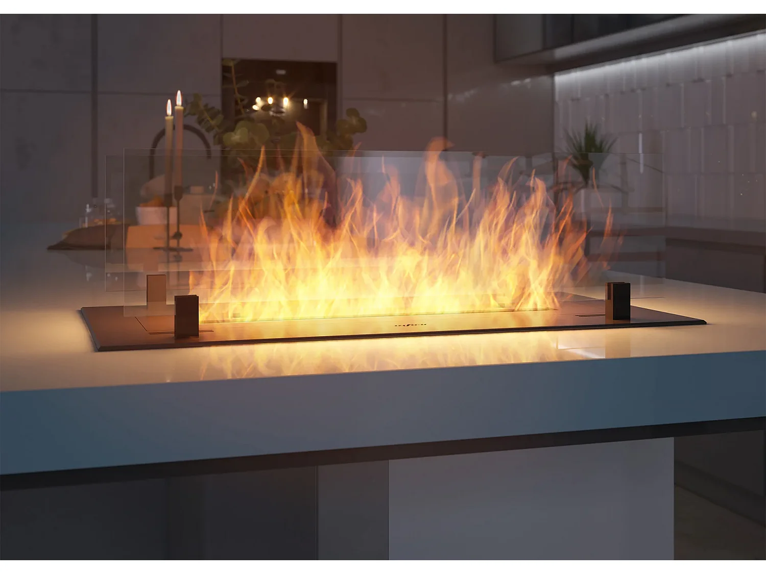 INSERT SLIM - Biocheminée au bioéthanol encastrable noire avec verre - 600