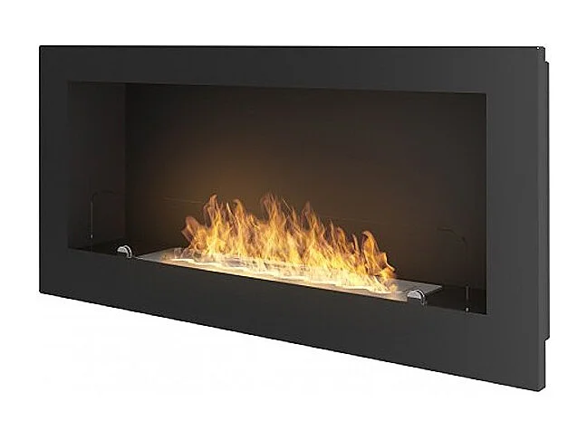 INSIDE 900 - Biocheminée Murale/Encastrée au Bioéthanol - Noir - 90 cm - Brûleur linéaire 50 cm / Capacité 1 L - 20 kg