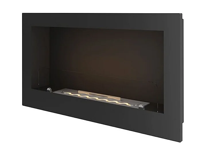 INSIDE 900 - Biocheminée Murale/Encastrée au Bioéthanol - Noir - 90 cm - Brûleur linéaire 50 cm / Capacité 1 L - 20 kg
