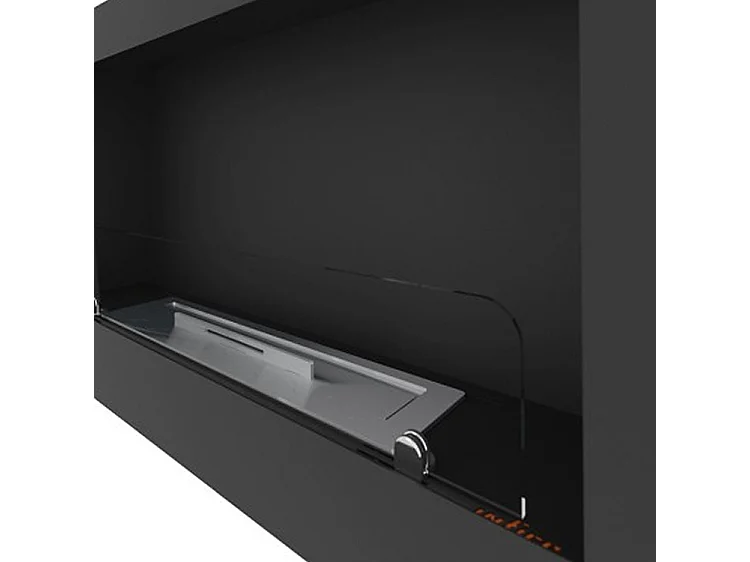 INSIDE 900 - Biocheminée Murale/Encastrée au Bioéthanol - Noir - 90 cm - Brûleur linéaire 50 cm / Capacité 1 L - 20 kg