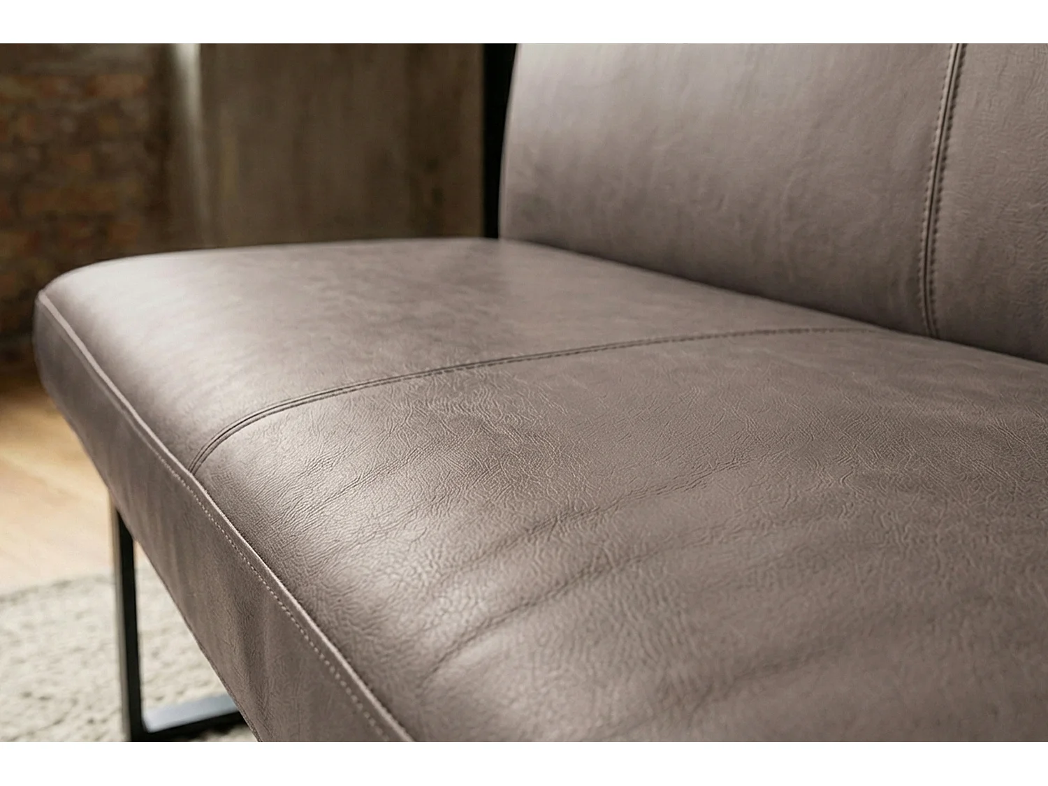 Banc rembourré - brun foncé cuir - ELEEN