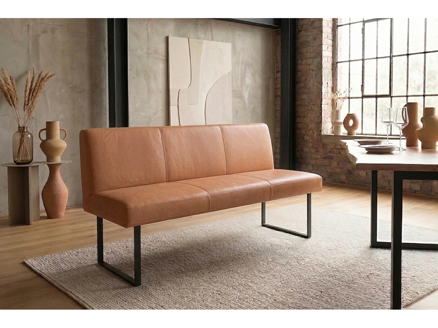 Polsterbank - Braun Leder - ELEEN