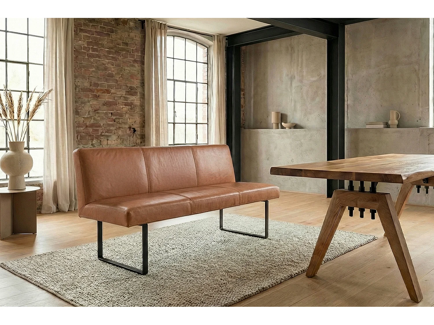 Polsterbank - Braun Leder - ELEEN