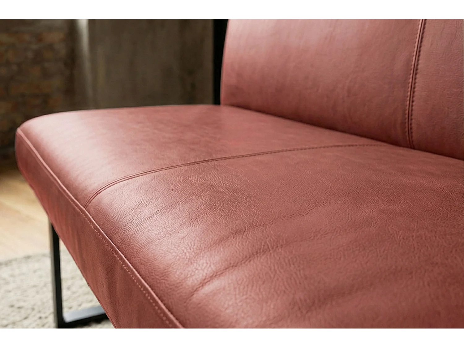 Polsterbank - Rot Leder - ELEEN