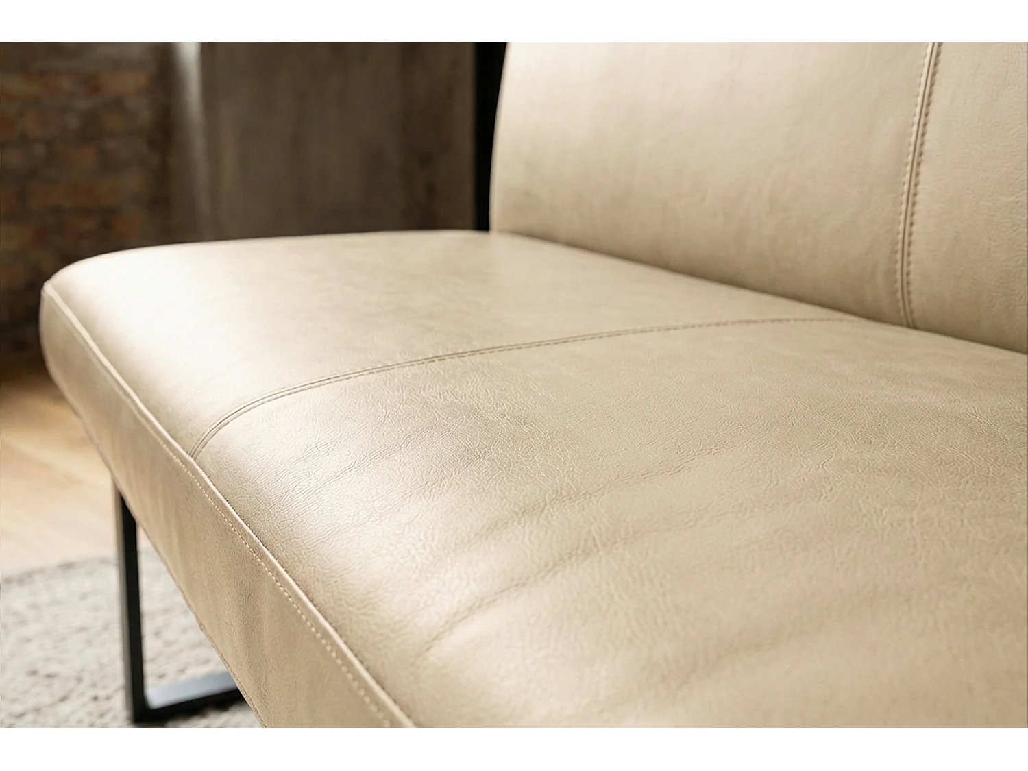 Polsterbank - Beige Leder - ELEEN