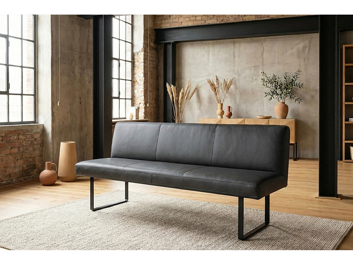 Polsterbank - Schwarz Leder - ELEEN